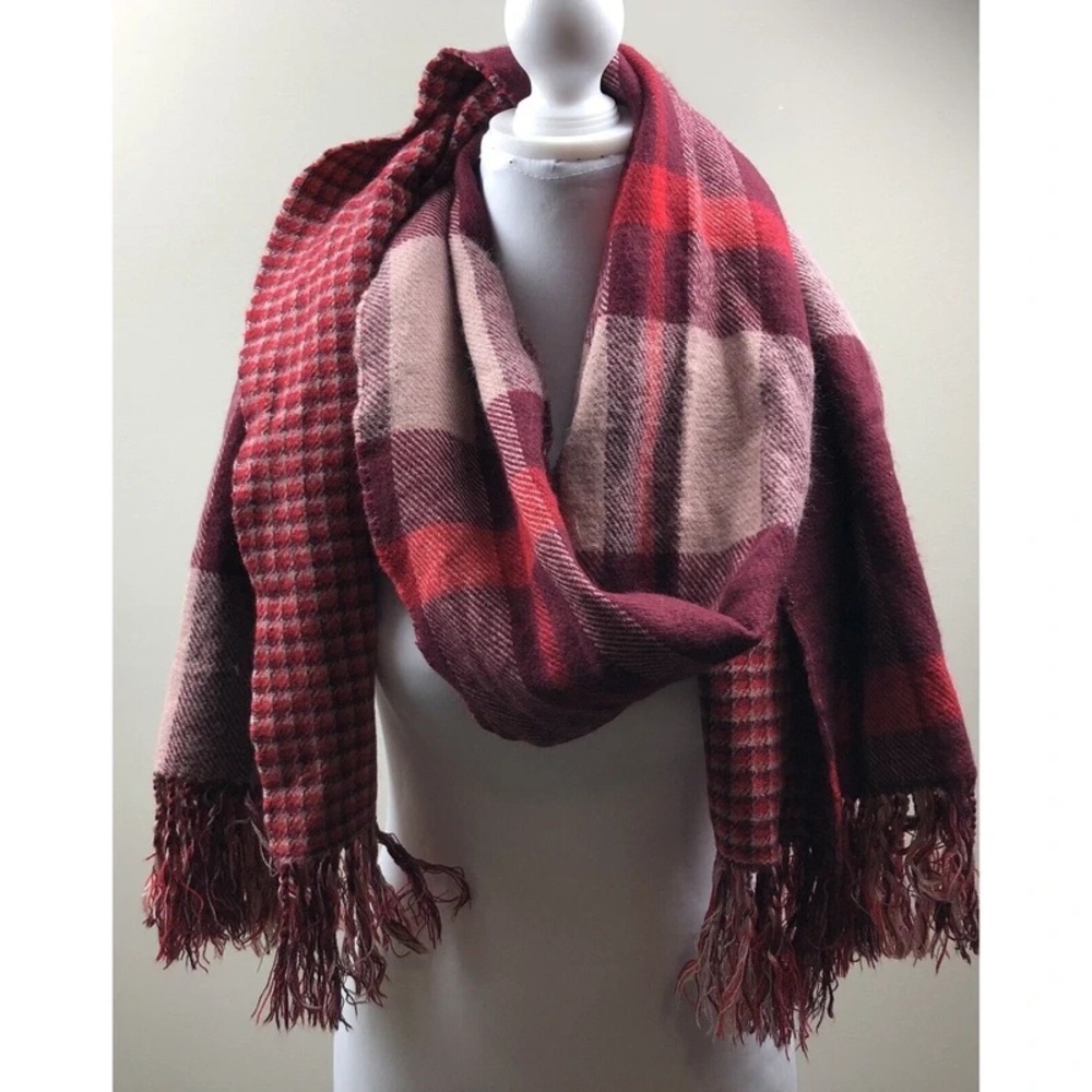 a new day Plaid Scarf in Red and Pink